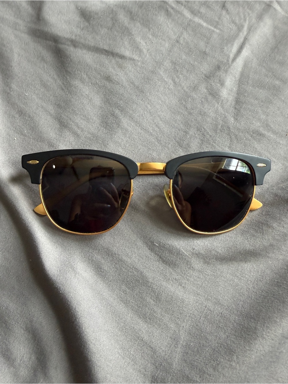 BLVD Classic Clubmaster Style Sunglasses - Black & Gold
